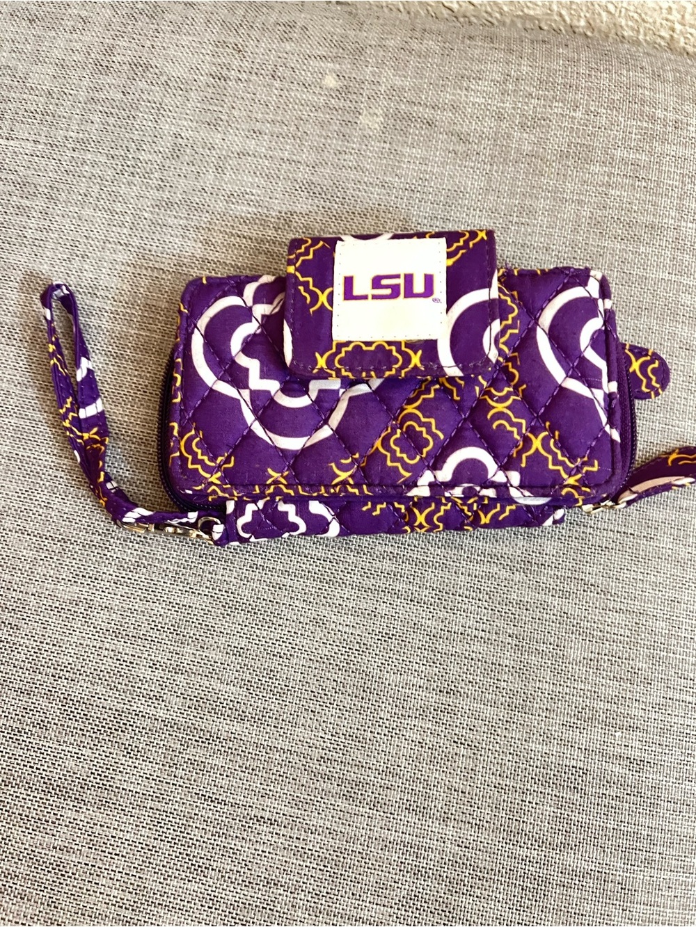 Purple Quilted Wristlet Clutch
